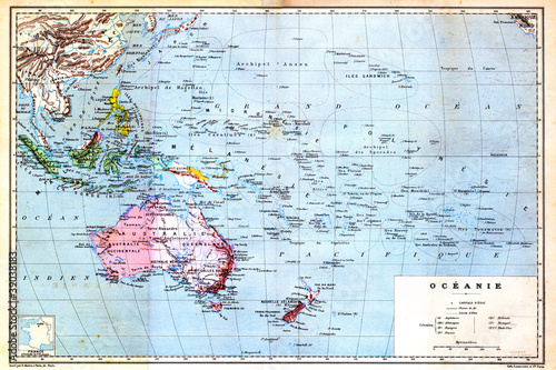 Board z aluminiowym obramowaniem Kolorowa mapa Oceanii
