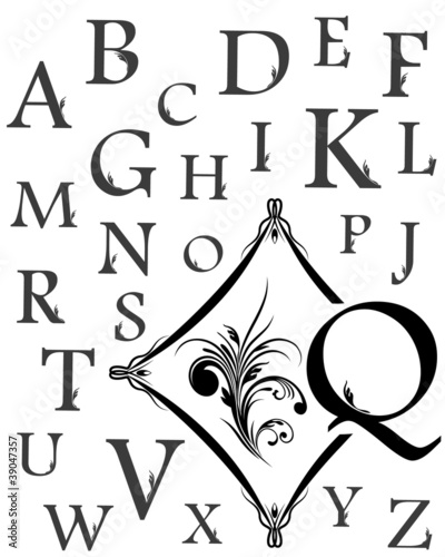 Board z aluminiowym obramowaniem Alfabet wielkich liter