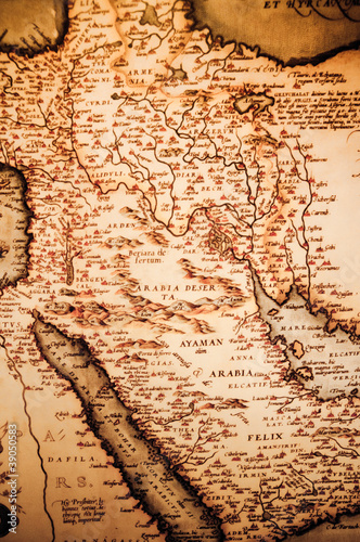 Board z aluminiowym obramowaniem Antyczna mapa Półwyspu Arabskiego