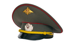 Russian Military Peaked Cap Isolated On White Background