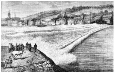 Wall Mural - the bar of the seine, vintage engraving.