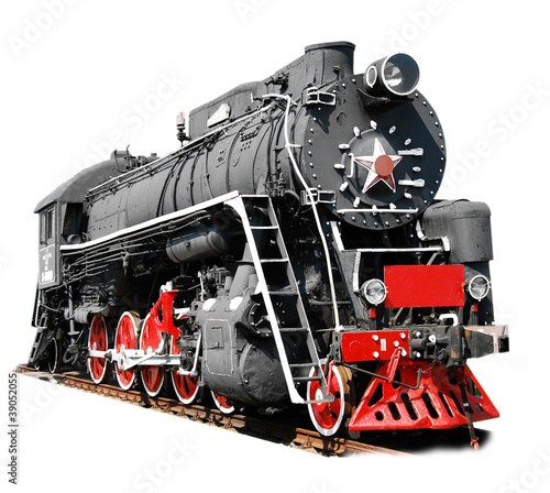 Fototapeta na wymiar Steam locomotive isolated on white