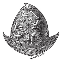 Sticker - Morion helmet vintage engraving