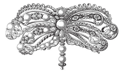 Wall Mural - enamelled brooch vintage engraving