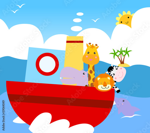 Obraz w ramie animal ship