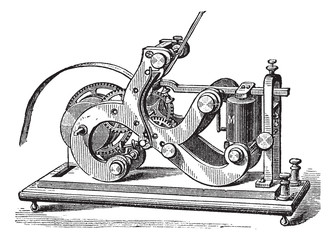 Poster - Fig. 11. Morse receiver. - A frame, L, Lever, M, electromagnet;