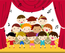 Group Of Children Singing