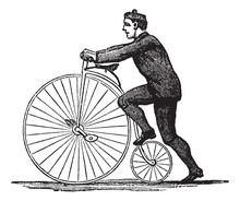 Penny-farthing Or High Wheel Bicycle, Vintage Engraving