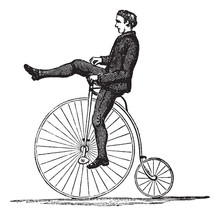 Penny-farthing Or High Wheel Bicycle, Vintage Engraving