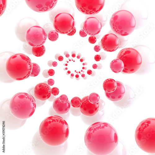 Twirl made of spheres as an abstract background
