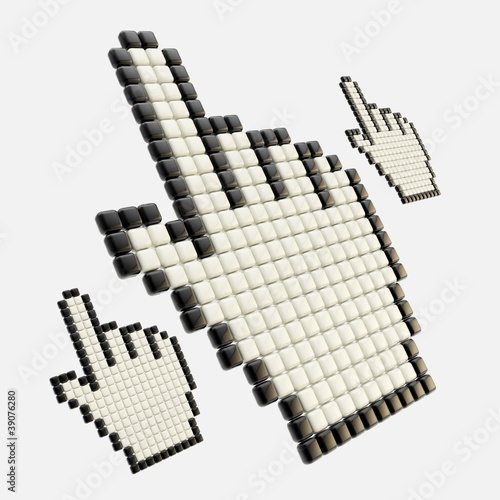 Cursor made of three-dimensional plastic pixels