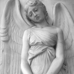 Poster - sad cemetery angel relief on monumental italian churchyard,Stagl