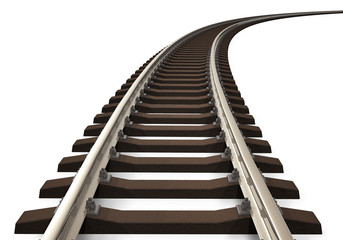 Curved railroad track