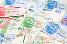 Hong Kong Currency With Different Dollars Background