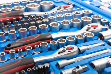 Socket wrench toolbox isolated on white background