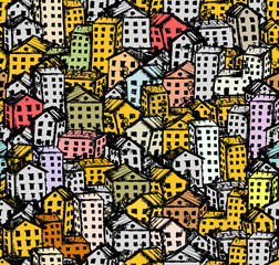 Poster - City sketch, seamless background for your design
