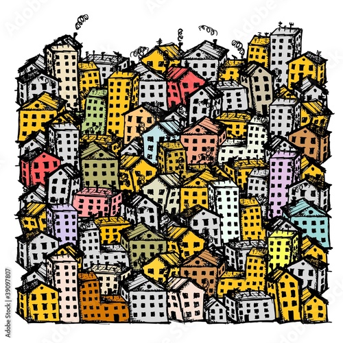 Fototapeta do kuchni City sketch, background for your design