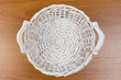 wicker basket on table,  top view