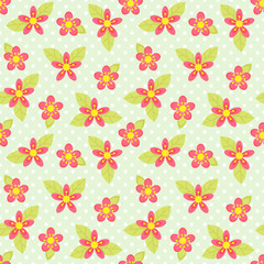 Fototapete - Seamless vector flower pattern