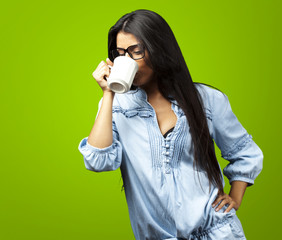 Wall Mural - woman drinking coffee