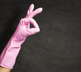 pink rubber gloves