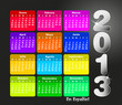 Colorful calendar 2013 in spanish. Week starts on sunday.