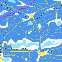 Poster - Abstract blue geography map