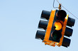 Yellow light traffic signal with copy space