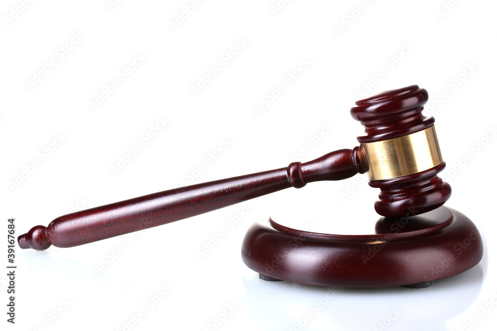 wooden gavel isolated on white