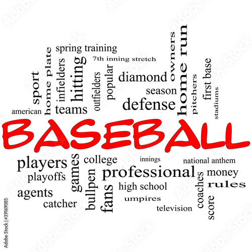 Fototapeta dla dzieci Baseball Word Cloud Concept in Red Caps