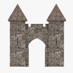 Sticker - 3d render of medieval building