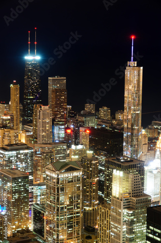 Fotoboard na płycie Chicago Downtown w nocy