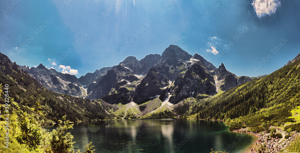 Morskie Oko lake in polish Tatra mountains - obrazy, fototapety, plakaty 