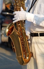 Saxophone Player with White Gloves