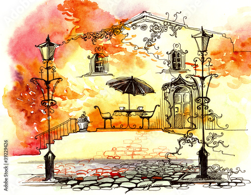 Naklejka na szafę autumn street lights (series C)