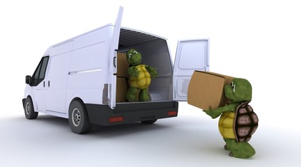 Wall Mural - tortoises loading a van