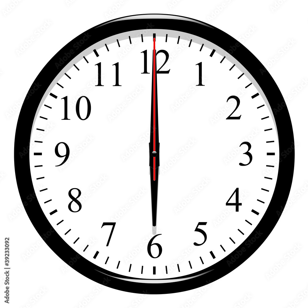 Illustration Stock Horloge - 6 heure précise | Adobe Stock