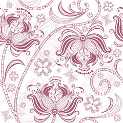  Burgundy seamless floral pattern