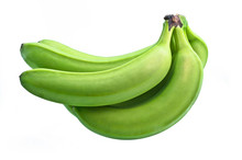 Bunch Of Green Bananas On White Background