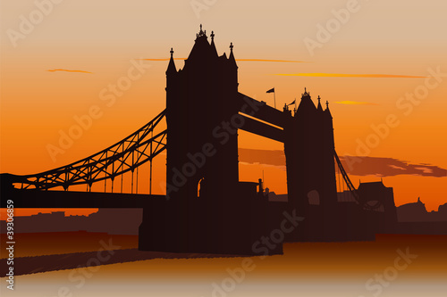 Plakat na papierze fotorealistycznym Tower Bridge w Londynie, Wielka Brytania
