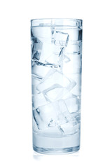 Wall Mural - Glass of pure water with ice cubes