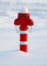 Red Fire Hydrant In Snow In Winter