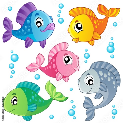 Naklejka - mata magnetyczna na lodówkę Various cute fishes collection 3