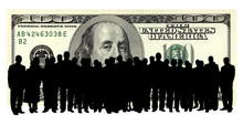 Hundred Dollar Background And Business People Silhouette