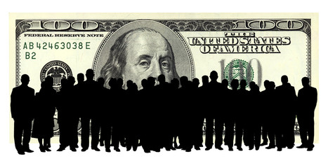 hundred dollar background and business people silhouette