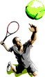 Tennis Player Silhouette Serving Ball