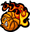 Basketball Flaming  Ball Face Vector Image