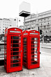 Red telephone boxes, London, UK. 