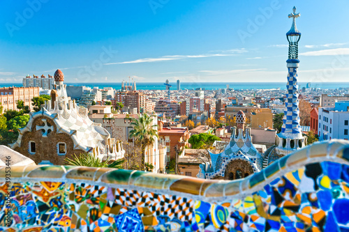 Naklejka dekoracyjna Park Guell in Barcelona, Spain.