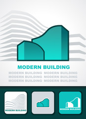 Wall Mural - Modern building background, icon and business cards